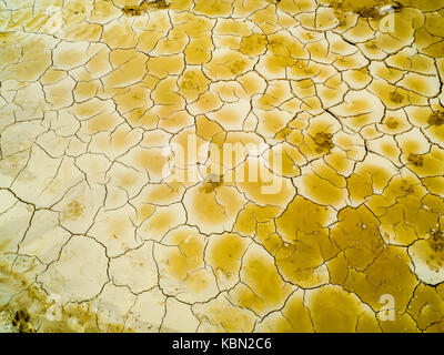 foot paints on dry dirt at swamp in summer no survival cause high temperature Stock Photo