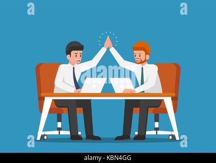Businessman giving high five to each other. Business teamwork concept Stock Vector