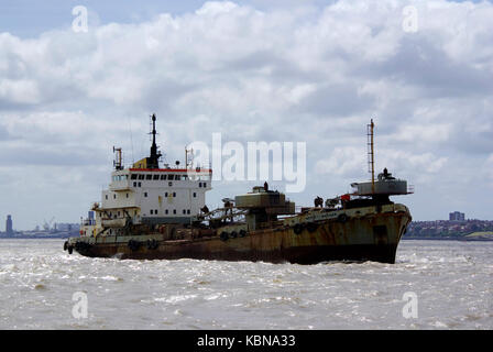 Dredger on river Mersey. Stock Photo