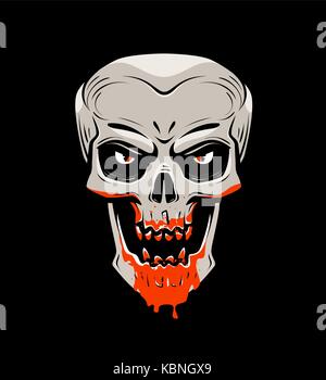 Evil skull and blood. Halloween, zombie, undead, vampire cartoon. Vector illustration Stock Vector