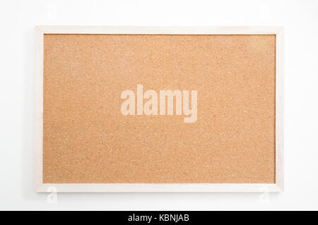 blank cork board and wooden frame on white background with clipping path Stock Photo
