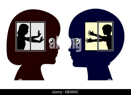 Boy and girl with different personality traits by birth Stock Photo