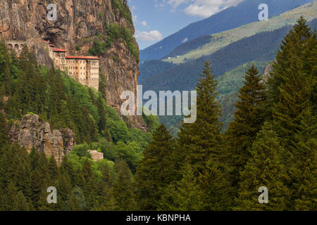 Sumela Monastery in Trabzon, Turkey. Greek Orthodox Monastery of Sumela was founded in the 4th century. Stock Photo