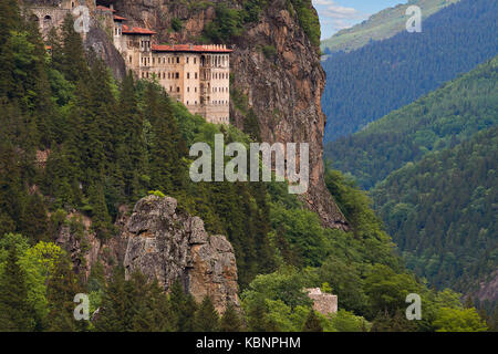 Sumela Monastery in Trabzon, Turkey. Greek Orthodox Monastery of Sumela was founded in the 4th century. Stock Photo