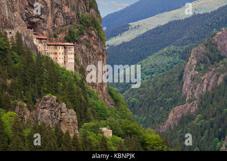 Sumela Monastery in Trabzon, Turkey. Greek Orthodox Monastery of Sumela was founded in the 4th century. Stock Photo