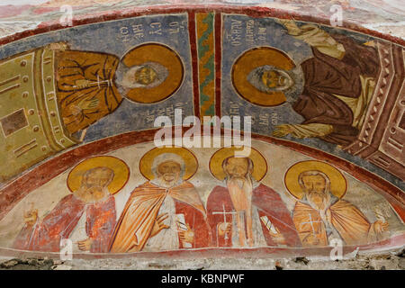 Frescos of the ancient byzantine church of Hagia Sophia, in Trabzon, Turkey. It is used now as a mosque and known as Aya Sofya Mosque. Stock Photo