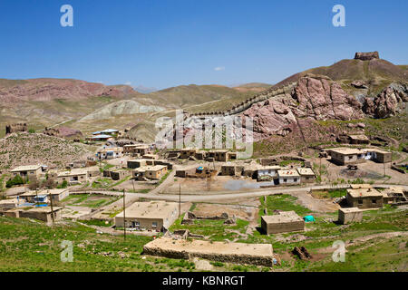 Village with the old city walls in Hosap, province of Van, Eastern Turkey. Stock Photo