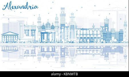 Egypt, Alexandria line travel skyline set. Egypt, Alexandria outline ...