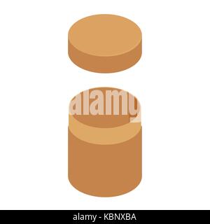 Vector illustration isometric 3d brown cylinder box for tee or coffee. Brown cardboard package Stock Vector