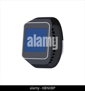 Vector illustration smartwatch wearable computer accessory for time keeping and basic tasks wristwatch realistic black. Stock Vector
