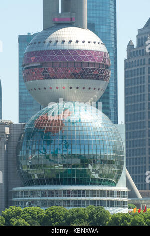 Close Up of Pudong Side of the Bund, Shanghai, China Stock Photo