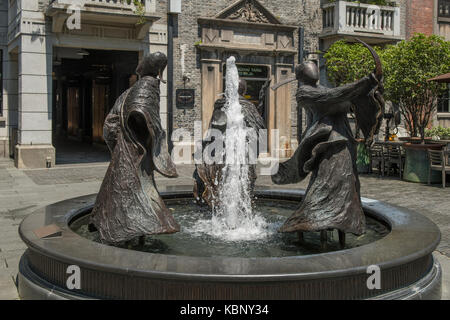 Fountain Statues in French Concession Area, Shanghai, China Stock Photo