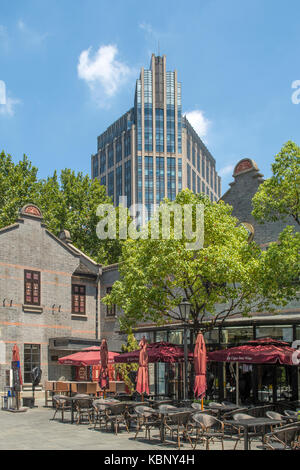 Street Cafe in French Concession Area, Shanghai, China Stock Photo