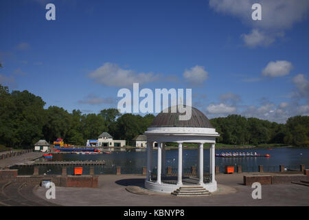 Bandstand and boating lake in Stanley Park, Blackpool Stock Photo