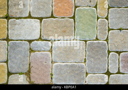 Multicolored Sidewalk Tile Texture. The Texture of Artificial Stone Pavers of Different Colors Stock Photo
