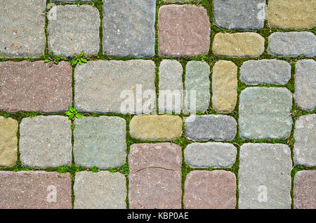 Multicolored Sidewalk Tile Texture. The Texture of Artificial Stone Pavers of Different Colors Stock Photo