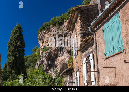 Village Cotignac Provence Verte / Provence Alpes Cote D'Azur, Var France (83), Stock Photo