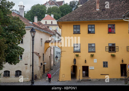 SIGHISOARA, ROMANIA - SEPTEMBER 22, 2017: Picture of the house where Vlad Tepes, aka Vlad Dracul or Dracula was allegedly born in the 14th, in Sighiso Stock Photo