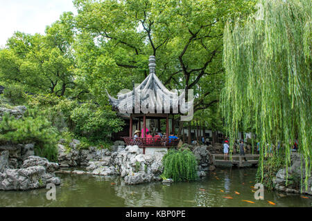 Lake and Pavilion in Yuyuan Inner Garden, Shanghai, China Stock Photo