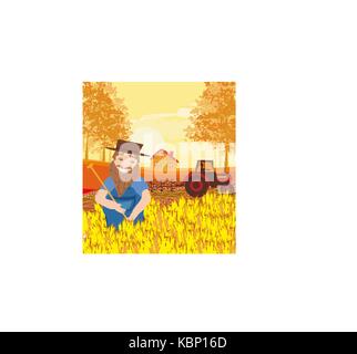 harvest in a sunny day Stock Vector