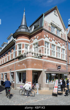 TONDER, DENMARK - APRIL 30 2012: Historical red brick buildings in small Danish town Tonder during early spring, Europe Stock Photo