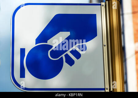 A close-up of the information sign "Paid parking" Stock Photo