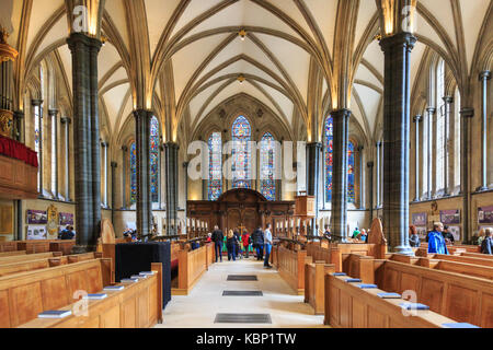 Temple Church interior, nave of the 12th century medieval place of worship, Inner and Middle Temple, London, England Stock Photo