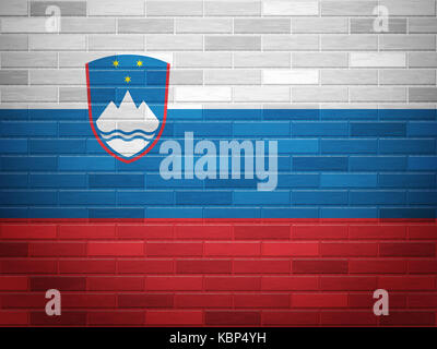 Flag of Slovenia on brick wall texture background Stock Photo - Alamy