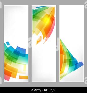 Set tech banners with abstract business symbol on white Stock Vector