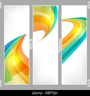 Tech banners set with business symbol on white background Stock Vector