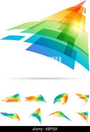 Colorful motion abstract signs set Stock Vector