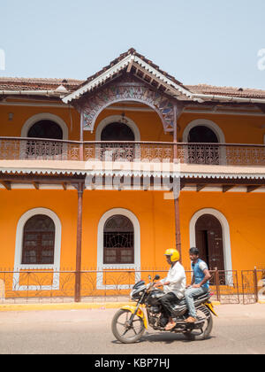 Panjim street with Portuguese architecture, Goa Stock Photo