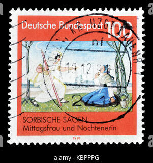 Cancelled postage stamp printed by Germany, that shows Sorbic sagas. Stock Photo