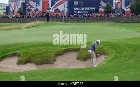 England's Lee Westwood on the 4th during day three of the British Masters at Close House Golf Club, Newcastle. Stock Photo