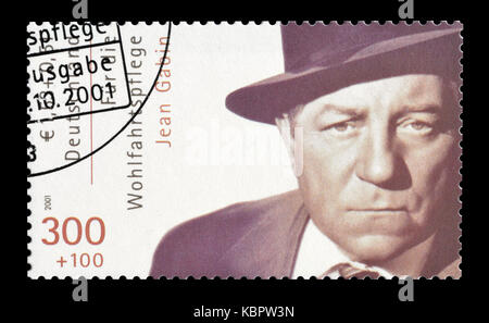 Cancelled postage stamp printed by Germany, that shows Jean Gabin. Stock Photo