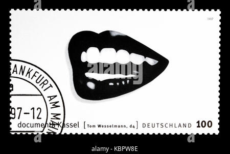 Cancelled postage stamp printed by Germany, that shows Mouth. Stock Photo