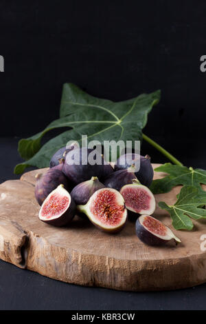 figs on a wooden plate Stock Photo