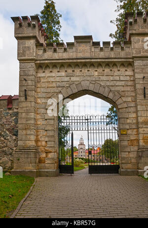 The gates of the new Sigulda castle, Latvia Stock Photo