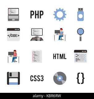 program coding set icons web design languages Stock Vector