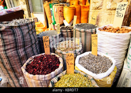 Spices at market, Amman, Jordan Stock Photo