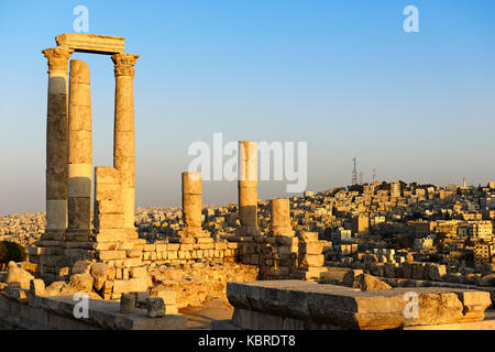 Ancient Roman Philadelphia, Temple of Hercules at the Citadel, Amman, Jordan Stock Photo