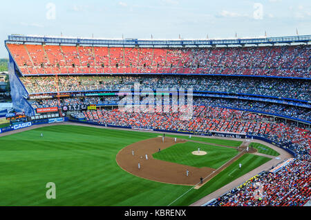 Flushing, New York - June 25, 2008: Mets major league baseball game in Shea Stadium. Stock Photo