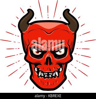 Portrait of angry devil. Halloween, satan, lucifer, hell, devilry symbol. Cartoon vector illustration Stock Vector