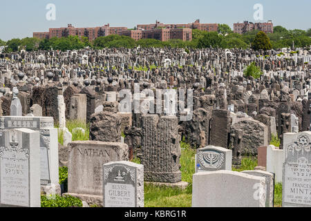 Gravestones at Mount Zion Cemetery in Maspeth, Queens. Stock Photo