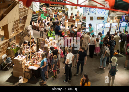 QUEENS, NEW YORK - SEPTEMBER 23, 2017: The floor of the New York Hall of Science at the World Maker Faire where makers displayed there creations for a Stock Photo