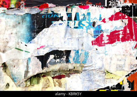 abstract background of teared colorful billboards Stock Photo