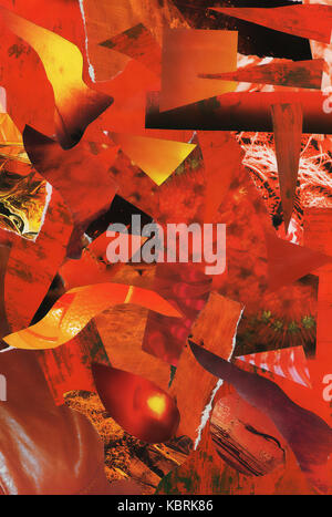 abstract red paper collage Stock Photo
