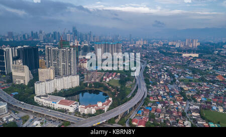 Kuala Lumpur, Malaysia : 30 Sep 2017 - aerial view of north east Kuala Lumpur showing building and transport development in areas Stock Photo