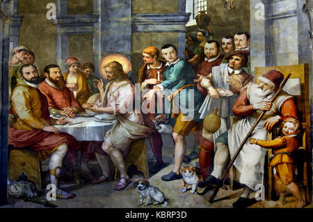 Last Supper, Bernardino Poccetti, early 17th Century  Santo Spirito, Basilica of the Holy Spirit, a church in Florence, Italy. Renaissance architecture. Italian Stock Photo