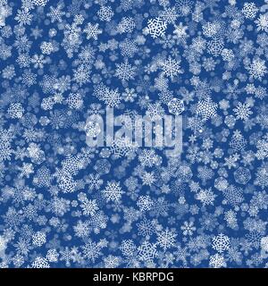 Blue Snowflakes Seamless Pattern. Isolated On A White Background 